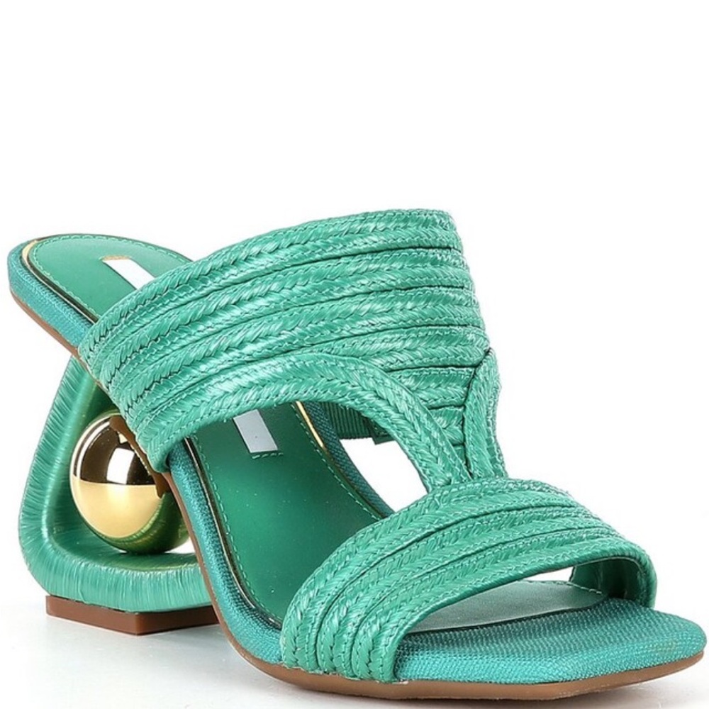 Gianni Bini Ornamented Architectural Wedge Slide Sandals Size 8 NWOT - Picture 2 of 7